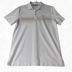 Travis Mathew Men's white Polo Shirt with Multicolor Stripes